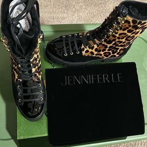 Leopard print calf hair Finch Combat Boot